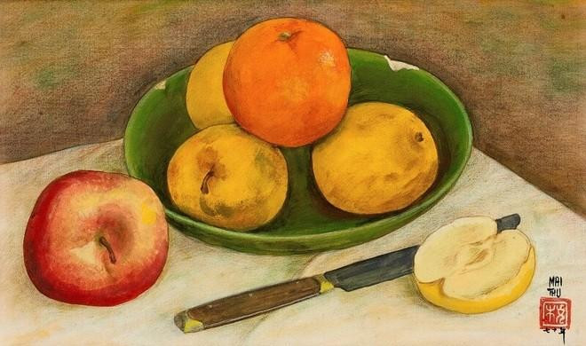 Bức tranh lụa "Tĩnh vật" được danh họa Mai Trung Thứ thực hiện năm 1970, kích thước 22 x 36,5 cm và được nhà đấu giá đưa ra mức khởi điểm trong khoảng từ 420.000 tới 650.000 HKD. (Nguồn: Sotheby) Bức tranh lụa "Tĩnh vật" được danh họa Mai Trung Thứ thực hiện năm 1970, kích thước 22 x 36,5 cm và được nhà đấu giá đưa ra mức khởi điểm trong khoảng từ 420.000 tới 650.000 HKD. (Nguồn: Sotheby)