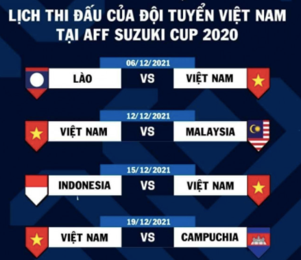 Lịch thi đấu đội tuyển Việt Nam tại vòng bảng AFF Cup 2020 Lịch thi đấu đội tuyển Việt Nam tại vòng bảng AFF Cup 2020