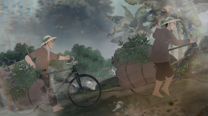 Một cảnh trong bộ phim hoạt hình "Chiếc xe thồ Điện Biên"