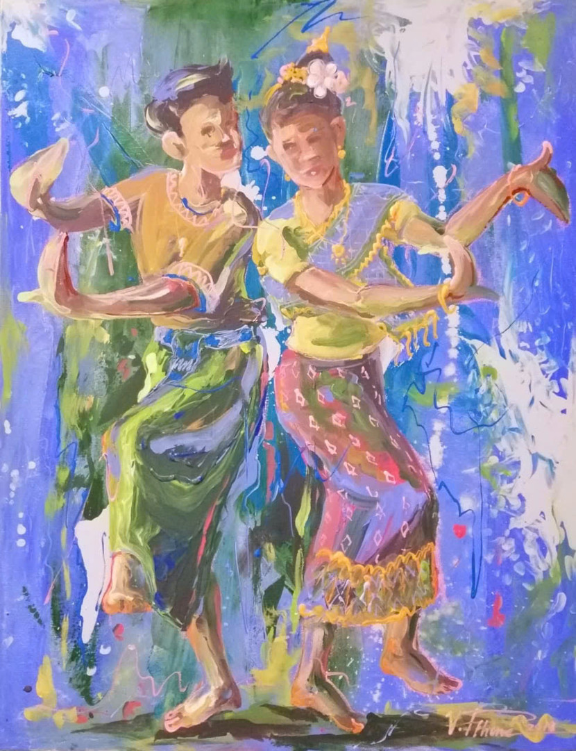 Vũ điệu, 2024 Dance, 2024 Phou Thone Vithainorath Acrylic trên vải 70 x 90cm