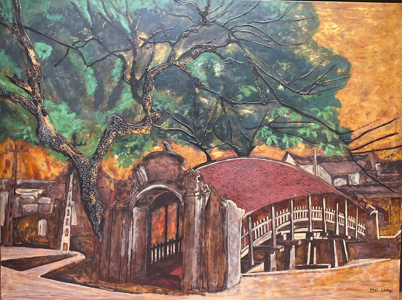 Nguyễn Mai Loan Tác phẩm: Cổng xưa Kích thước: 90cm x 120cm Chất liệu: Sơn mài Năm sáng tác: 2025