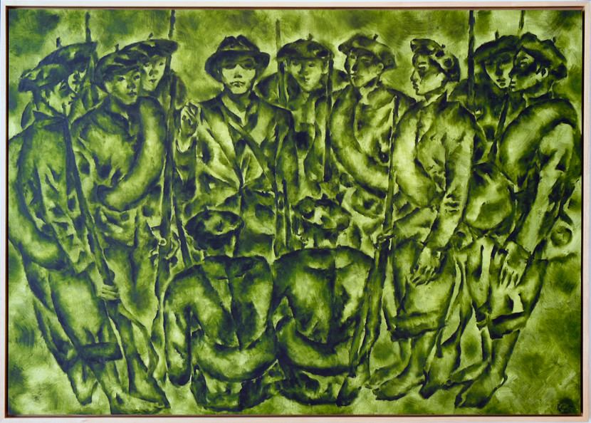 Bức "Niềm tin" được họa sĩ Đặng Thị Khuê vẽ bằng ngón tay, hoàn toàn không dùng bút vẽ.