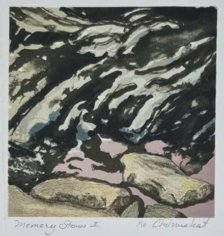 Carolyn Muskat, Mỹ Tác phẩm: Ký ức về đá II Kích thước: 14 x 14cm Chất liệu: Lithograph Năm sáng tác: 2023