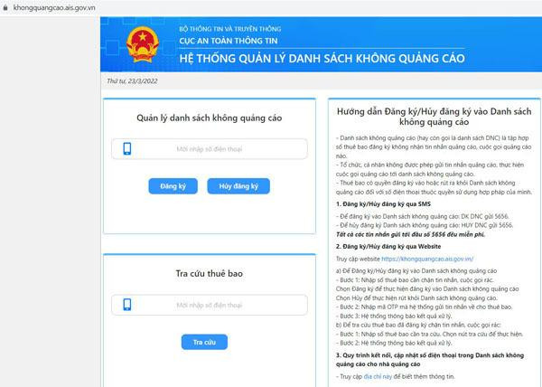 Hệ thống quản lý danh sách không quảng cáo