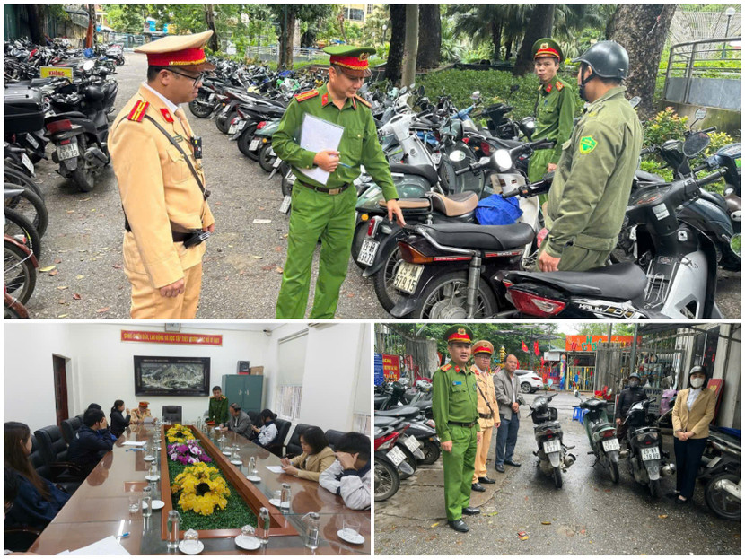 Đội CSGT đường bộ số 7 phối hợp với Công an phường Thanh xuân kiểm tra việc chấp hành pháp luật bảo đảm TTATGT