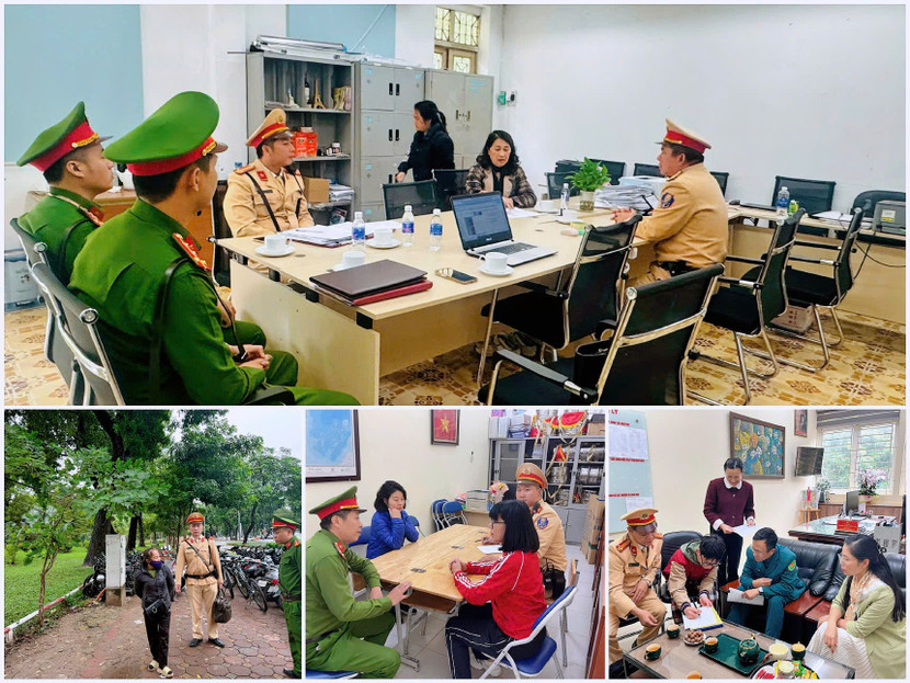 Đội CSGT đường bộ số 4 phối hợp Công an các phường và các trường trên địa bàn kiểm tra, đánh giá việc chấp hành pháp luật của học sinh