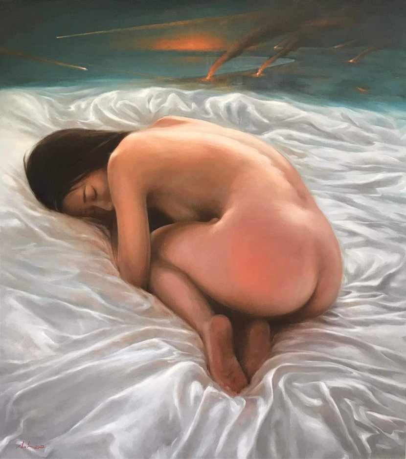 Tác phẩm "Bình yên nương náu" của họa sĩ trẻ Phạm Anh