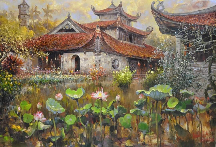 Tác phẩm "Giao thoa chốn tịnh trần" của họa sĩ Ngụy Đình Hà