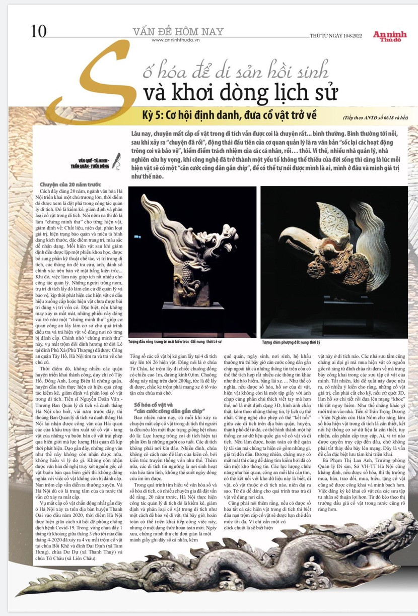 Kỳ 5: Cơ hội định danh, đưa cổ vật trở về Chuyện của chúng ta: Mỗi di sản của Việt Nam đều có hiện diện số và hình thành bản di sản số