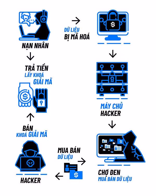 Chu trình tấn công của mã độc tống tiền kép