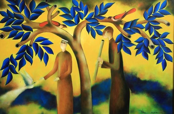 Bức Người thổi sáo 5 của Nguyễn Quang Thiều. Bức Người thổi sáo 5 của Nguyễn Quang Thiều.