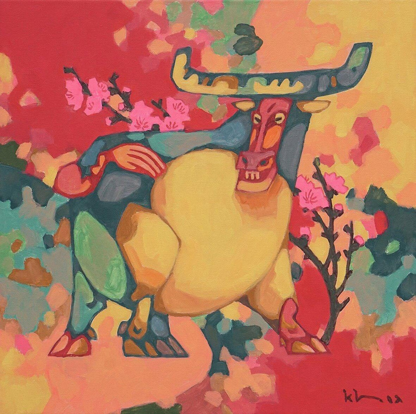 Tranh về con giáp của năm 2021 do họa sĩ Còm (Nguyễn Hữu Khoa) thể hiện