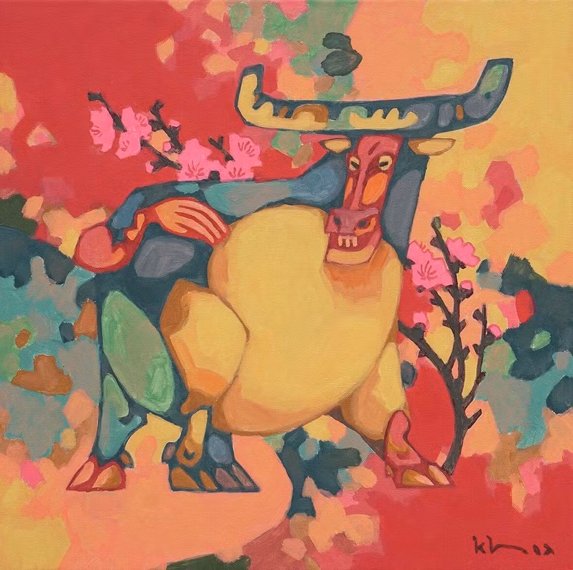 Tranh về con giáp của năm 2021 do họa sĩ Còm (Nguyễn Hữu Khoa) thể hiện