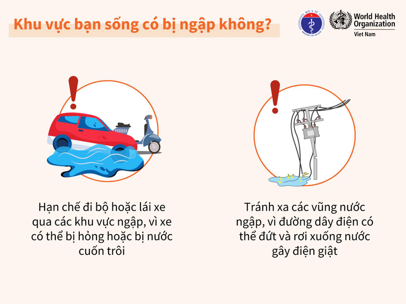 Khuyến cáo bảo vệ sức khỏe trong vùng bị ngập