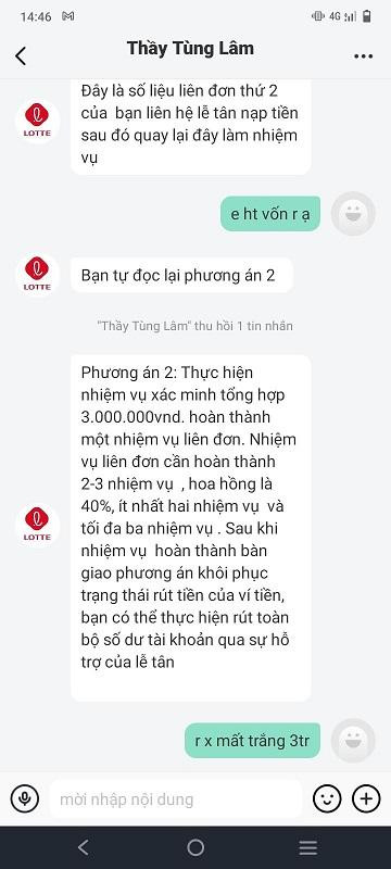 Nội dung phản về việc bị lừa đảo của một nạn nhân