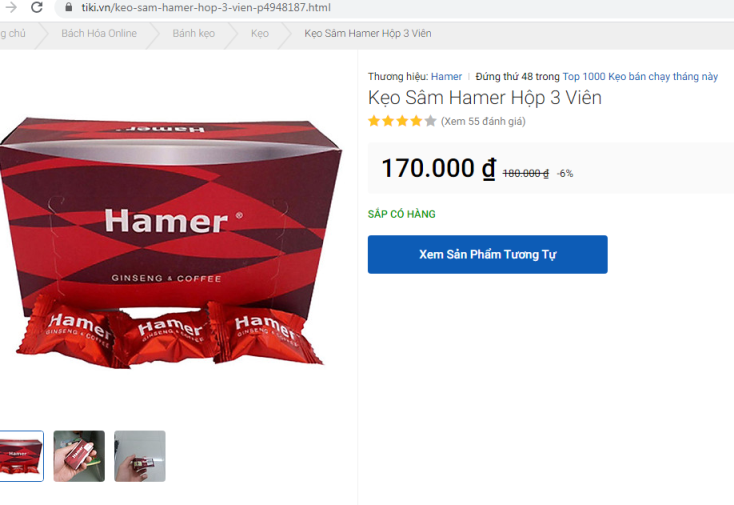 Kẹo Hamer được bán rộng rãi trên các trang thương mại điện tử Kẹo Hamer được bán rộng rãi trên các trang thương mại điện tử