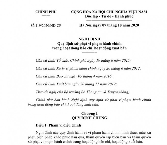Nghị định 119/2020/NĐ-CP tăng chế tài xử phạt với nhiều hành vi vi phạm trong lĩnh vực báo chí, xuất bản