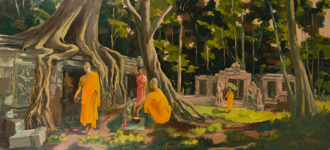 Ngôi chùa Việt cổ, tranh của Roger Baudry.
