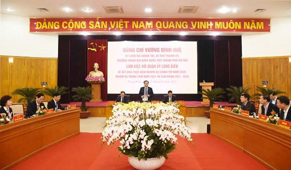 Bí thư Thành ủy Hà Nội Vương Đình Huệ làm việc với quận Long Biên Bí thư Thành ủy Hà Nội Vương Đình Huệ làm việc với quận Long Biên