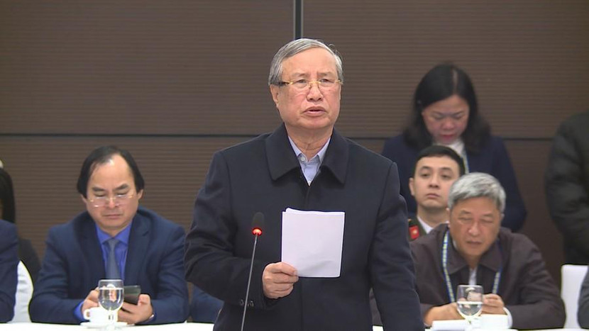 Đồng chí Trần Quốc Vượng phát biểu tại buổi kiểm tra