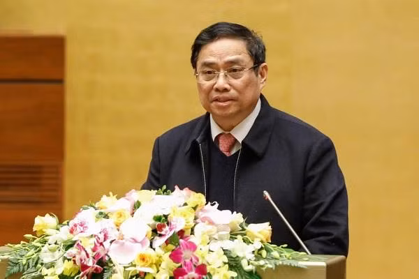 Đồng chí Phạm Minh Chính phát biểu tại hội nghị sáng 21/1