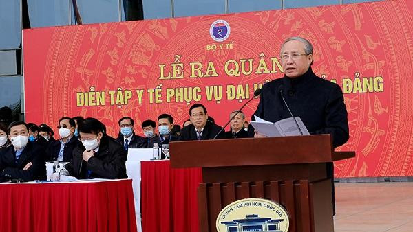 Thường trực Ban Bí thư Trần Quốc Vượng phát biểu tại buổi diễn tập Thường trực Ban Bí thư Trần Quốc Vượng phát biểu tại buổi diễn tập