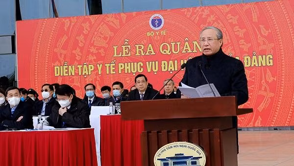 Thường trực Ban Bí thư Trần Quốc Vượng phát biểu tại buổi diễn tập