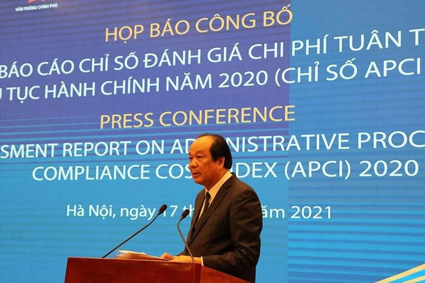 Bộ trưởng, Chủ nhiệm VPCP Mai Tiến Dũng phát biểu tại buổi họp báo