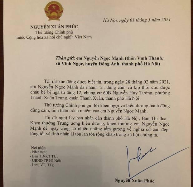 Thư khen của Thủ tướng Thư khen của Thủ tướng