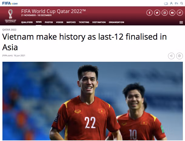 Trang chủ FIFA ngợi khen ĐT Việt Nam và bày tỏ ấn tượng với tiền đạo Tiến Linh