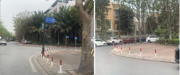 Ngoài việc cắm cọc tại các điểm cua, UBND quận Long Biên sẽ cấp phép trông giữ phương tiện