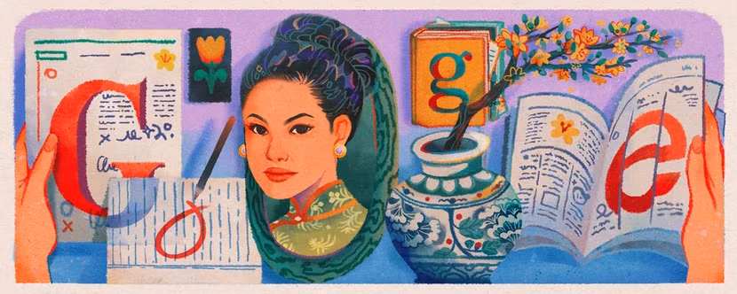Bức vẽ Sương Nguyệt Anh trên Google Doodle.