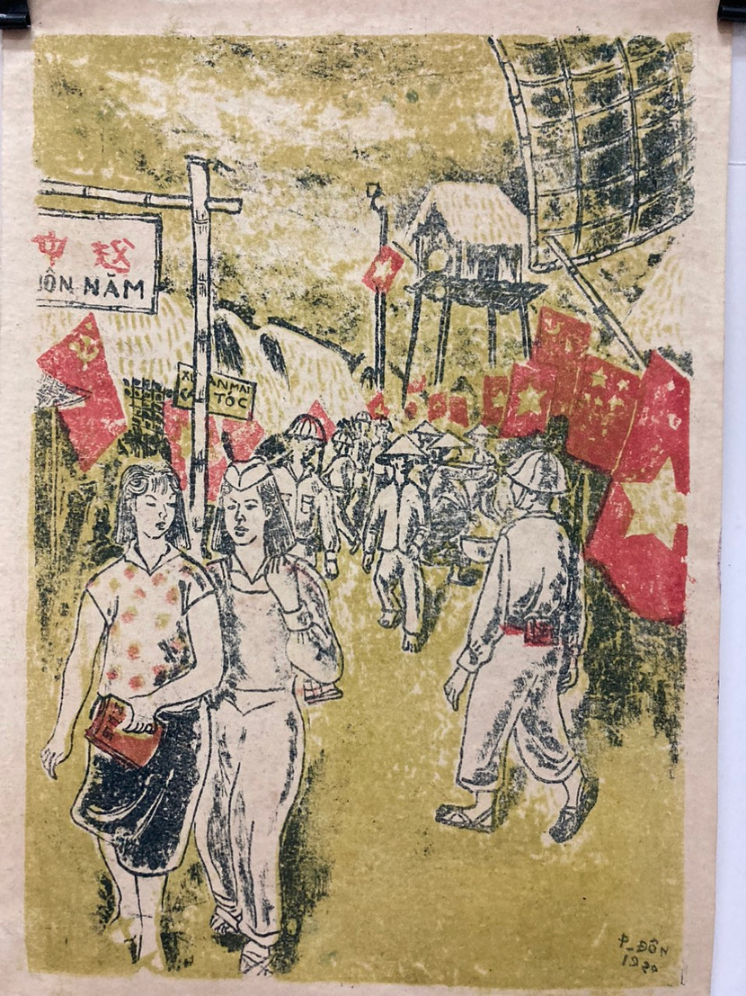 Tác phẩm "Ngày lễ" của họa sĩ Phạm Văn Đôn, 1951, giấy