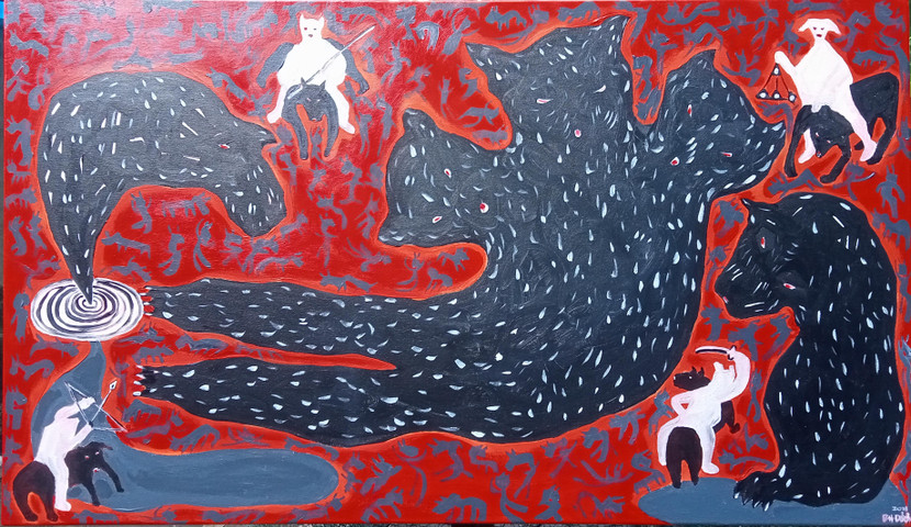 Một tác phẩm của họa sĩ Bùi Hoàng Dương tại triển lãm "Mát trong" vừa khai mạc