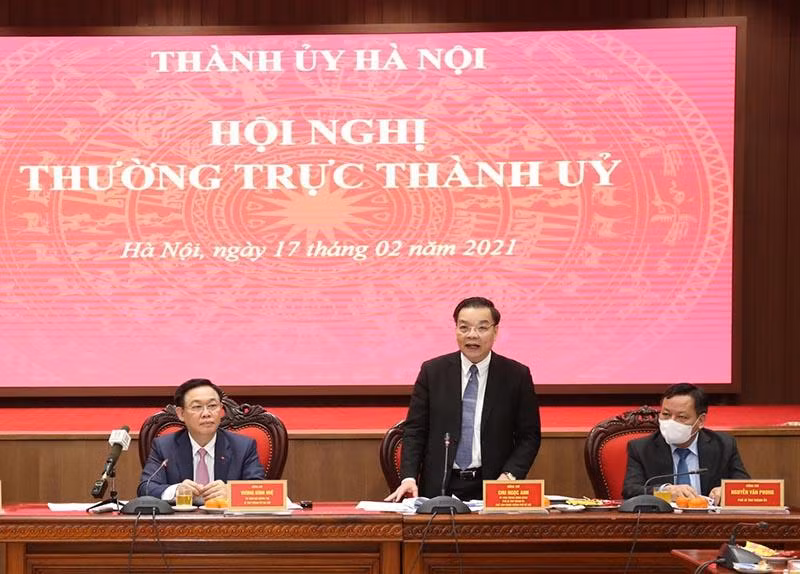 Chủ tịch UBND TP Chu Ngọc Anh phát biểu tại hội nghị