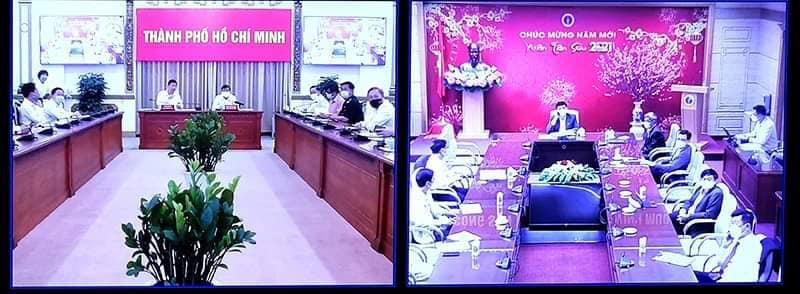 Quang cảnh buổi họp trực tuyến giữa Bộ Y tế và TP HCM ngày 8-2 Quang cảnh buổi họp trực tuyến giữa Bộ Y tế và TP HCM ngày 8-2