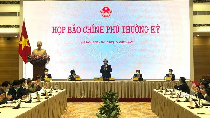 Bộ trưởng, Chủ nhiệm VPCP Mai Tiến Dũng chủ trì buổi họp báo chiều muộn 2-2