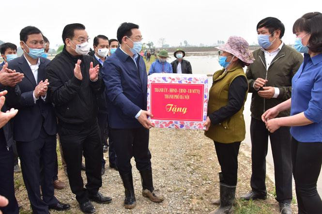 Lãnh đạo thành phố Hà Nội tặng quà đầu năm cho bà con nhân dân xã Dị Nậu