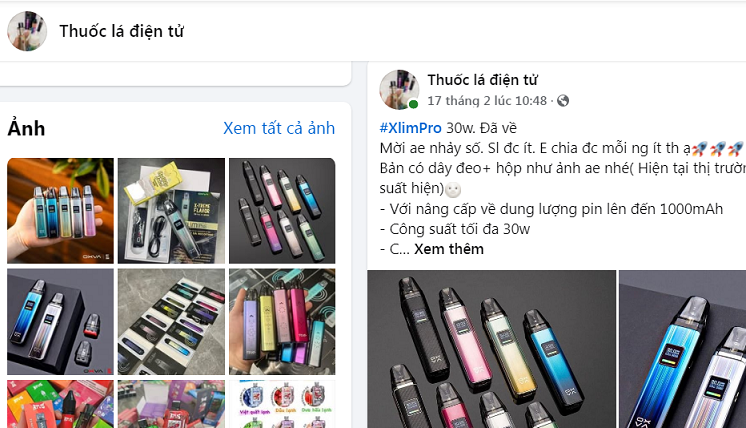 Thuốc lá điện tử được rao bán công khai trên mạng