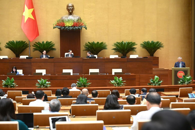 Phó Thủ tướng Nguyễn Hòa Bình trình bày báo cáo