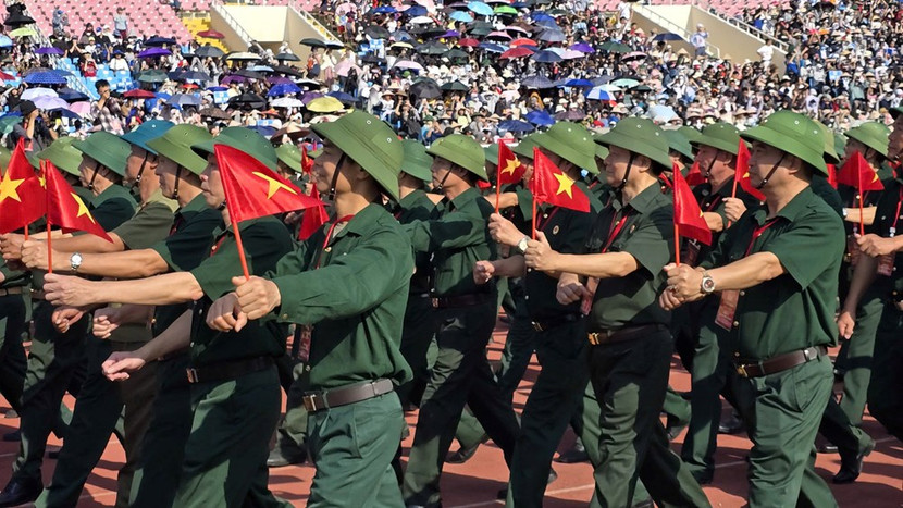 Khối Cựu chiến binh Việt Nam tham gia hợp luyện tại Sân vận động Mỹ Đình