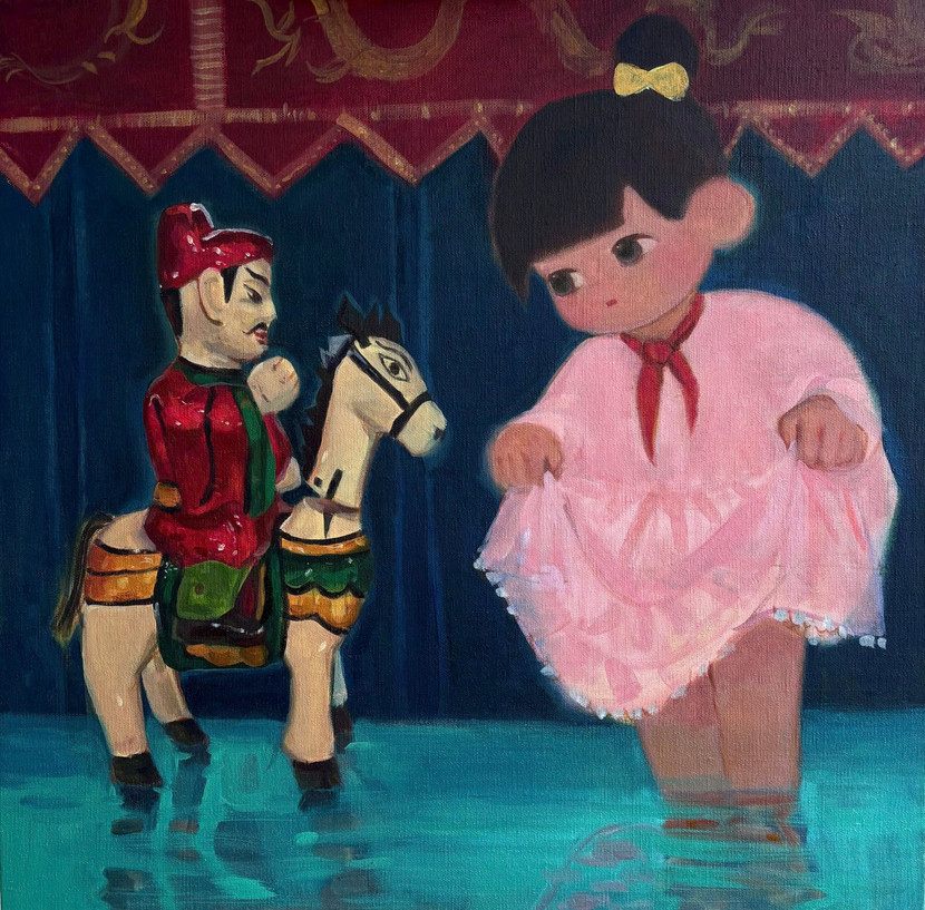 Tác phẩm "Trên mặt nước", sơn dầu của Mai Linh Đan Tác phẩm "Trên mặt nước", sơn dầu của Mai Linh Đan