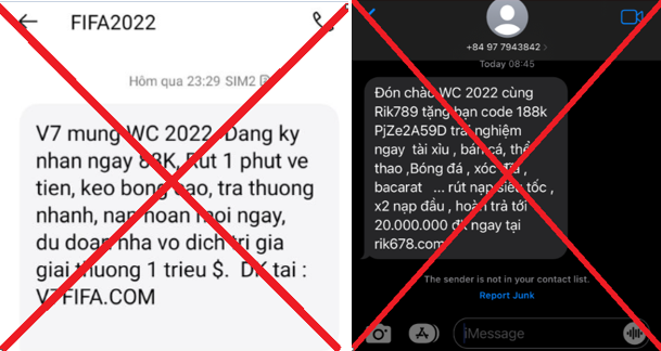 Tin nhắn mời chào cá độ được gửi tới người dùng điện thoại Tin nhắn mời chào cá độ được gửi tới người dùng điện thoại