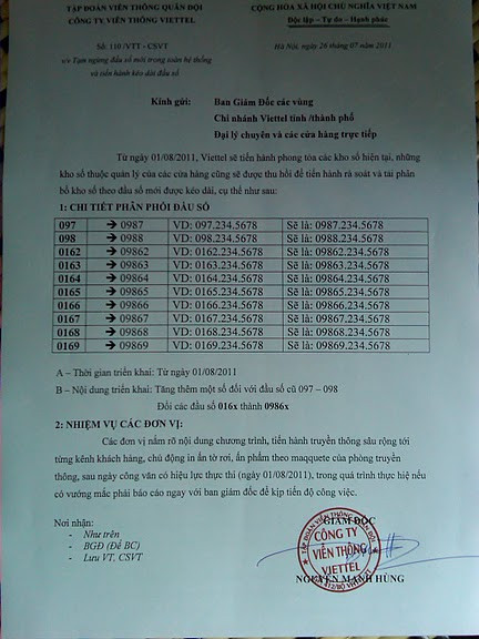 Văn bản được Viettel chính thức xác định là giả mạo