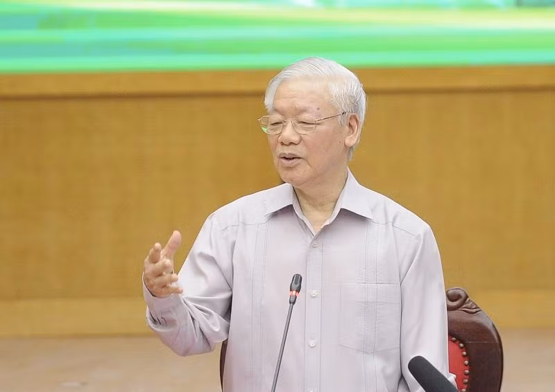 Tổng Bí thư Nguyễn Phú Trọng phát biểu tại buổi tiếp xúc