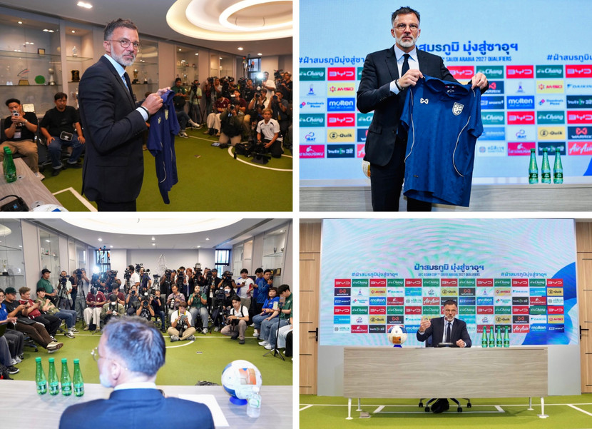 Tân HLV Anthony Hudson cô đơn trong ngày ra mắt, loay hoay nhìn bên không có ai rồi đành tự trao chiếc áo đấu tuyển Thái Lan cho mình Tân HLV Anthony Hudson cô đơn trong ngày ra mắt, loay hoay nhìn bên không có ai rồi đành tự trao chiếc áo đấu tuyển Thái Lan cho mình