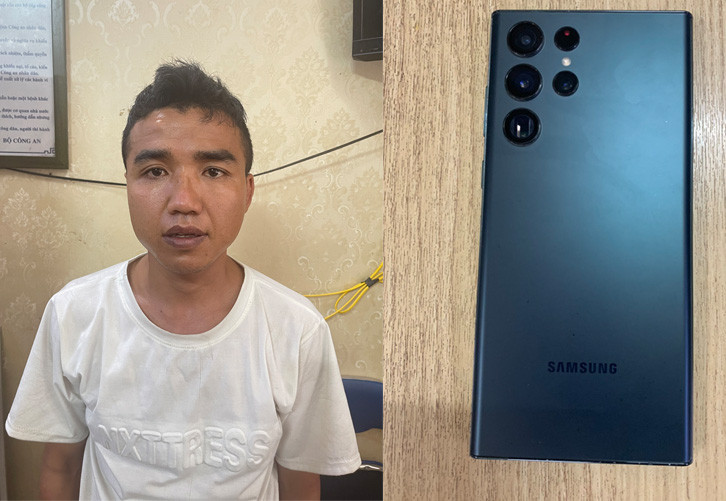 Đối tượng Cao A Gia và chiếc điện thoại bị đánh cắp