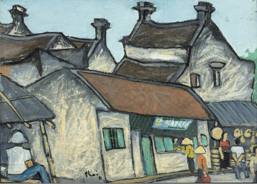 Phố Gia Ngư, sơn dầu, 1980, họa sĩ Bùi Xuân Phái Phố Gia Ngư, sơn dầu, 1980, họa sĩ Bùi Xuân Phái