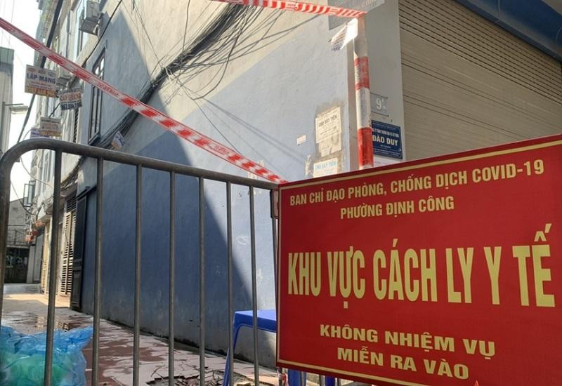 Một khu vực phải phong tỏa ở phường Định Công do có nhiều ca Covid-19