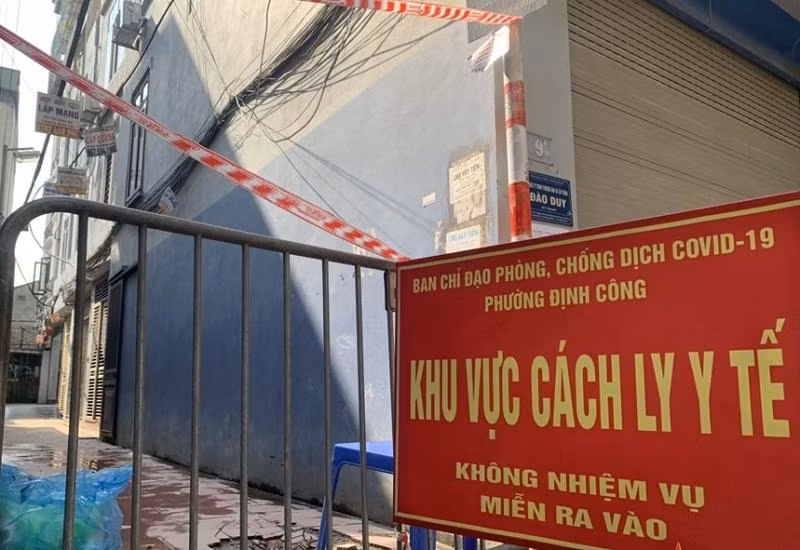 Một khu vực phải phong tỏa ở phường Định Công do có nhiều ca Covid-19
